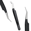 Isolation Fiber Tip Lash Tweezers – 12cm Eyelash Extension Tweezer with Fine Nano Grip Tip, Stainless Steel, Non-Slip Handle (Black) - color: Mlt-mysl-22