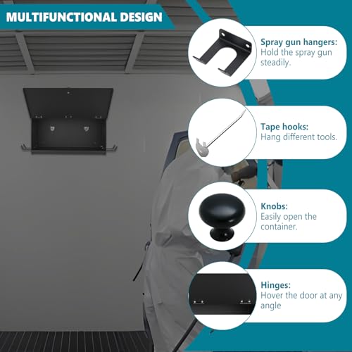 Magnetic Booth Box, Double Compartment w/ 2 Spray Gun Hangers - color: Black