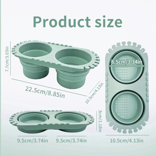 Paint Brush Cleaner Cup, Foldable Silicone Brush Cleaning Rinse Cup with Dual Compartment Cleaning Container and Brush Holder for Acrylic, Watercolor & Art Supplies - color: Green