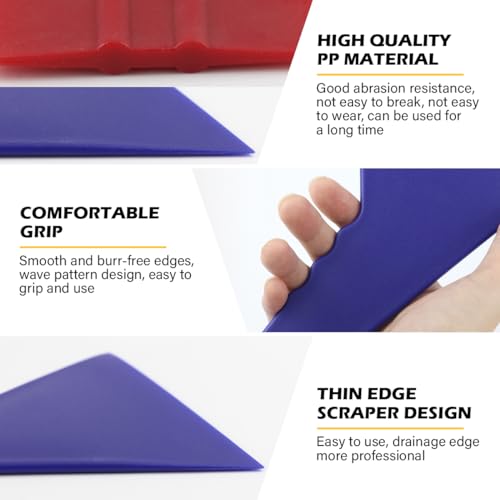 DOERDO 6Pcs Plastic Scraper Car Wrapping Tool Kits Squeegee Applicator Tool for Drywall Repair, Removing Decals