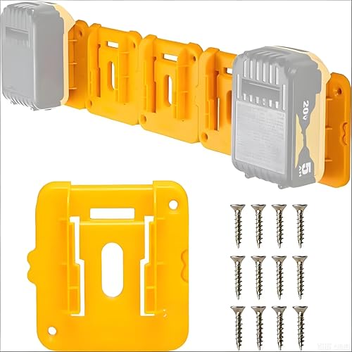 10PC Battery and Tool Holder for Dewalt 20V 60V, Wall Mount Organizer Storage Shelf with Screws, Compatible with DCB200 DCB201 DCB202 DCB203 DCB204 DCB205 DCB206 DCB208 DCB606 DCB609
