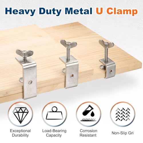 HARFINGTON 2Pcs 304 Stainless Steel C Clamps 100mm with Press Screw,Silver - size: 100mm
