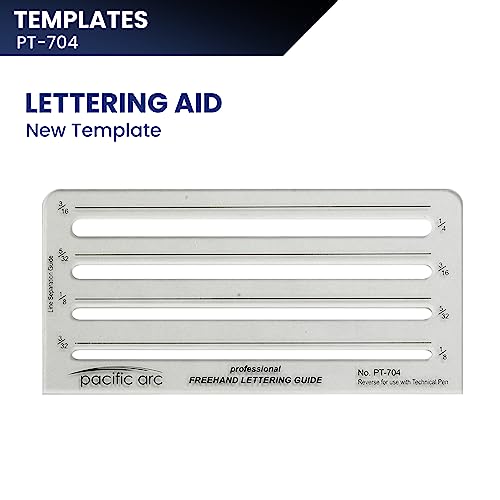 Pacific Arc - Freehand Lettering Aid Template - Stencil for Professional or School Work - 3.375" x 6.875" - style: Freehand Lettering Aid