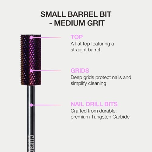 Curacoro Nail Drill Bits 3/32'' Small Barrel Carbide Bit (Medium) - color: Galaxy - Small Barrel Bit, size: Medium