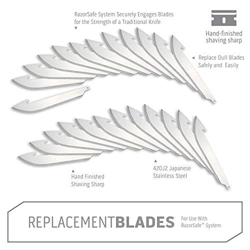 OUTDOOR EDGE 3.0" RazorSafe Replacement Drop-Point Blade Pack, 24-Pieces - size: 24 Piece Value Pack, style: 3.0" Drop-Point