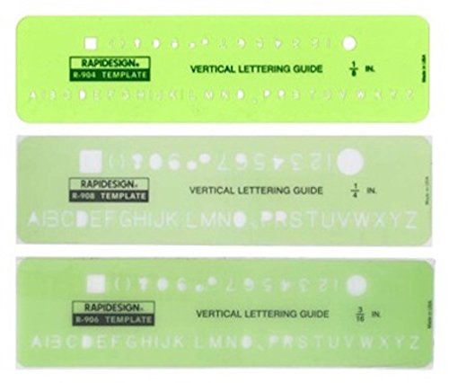 Gothic Vertical Letter and Number Template Set, 1/8, 3/16, 1/4 Inch Sizes, Set of 3 Templates (R900) - style: Gothic Vertical Letter and Number Set of Three