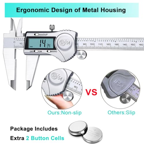 Kynup 8 Inch Digital Caliper Measuring Tool, Stainless Steel Micrometer - color: Silver, size: 200mm