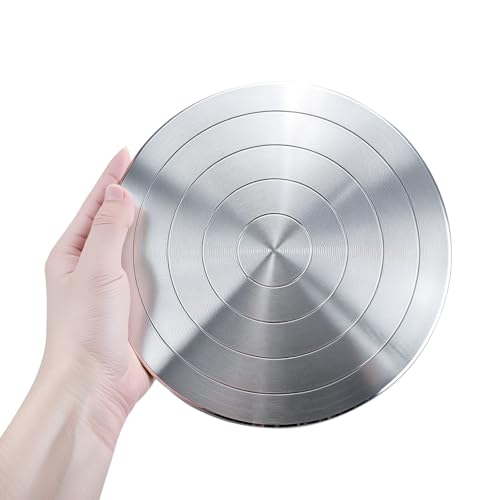 QWORK Sculpting Wheel, 8 Inch Double-Sided Aluminum Alloy Turntable with Smooth Rotation, Versatile Use for Clay Modeling, Cake Decorating, and Art Display