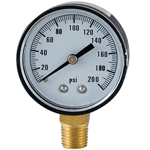 H2O PRO 6 Pack 200 PSI Steel Pressure Gauge with 1/4 Inch Male NPT Connection, Measures Well Water Pressure, Model 024789…