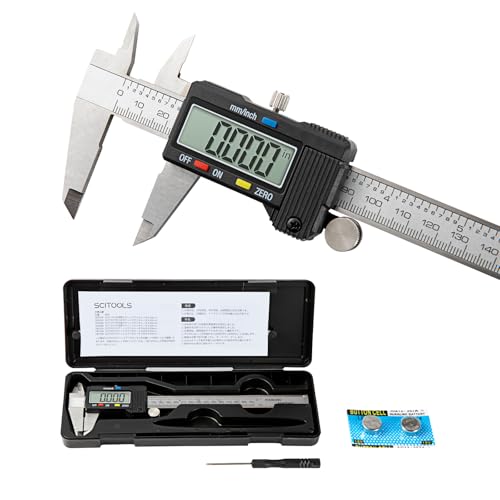 Digital Caliper 0-12" Measuring Tool with Metal Ruler, Micrometer Caliper with Auto-Off Feature, Interchangeable Between inches and millimeters for DIY/Household and 3D Printing, Black