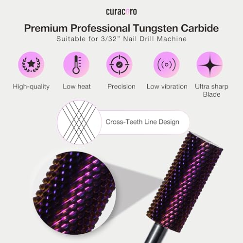 Curacoro Nail Drill Bits 3/32'' Small Barrel Carbide Bit (Medium) - color: Galaxy - Small Barrel Bit, size: Medium