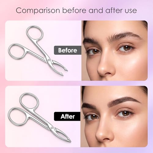 2Pcs Eyebrow Tweezers Scissor Precision Stainless Steel Flat Straight Tip Eyebrow Facial Remover for Hair Plucker Women and Men Facial Hair