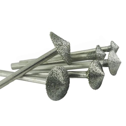 6 Pcs 1/8'' Shank Umbrella Shape 80 Grit Diamond Burr Set - color: 80# Diamond Burr