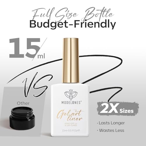 modelones Black French Tip Liner Gel Polish 15ml Built-in Fine Brush - color: A-All Black-1