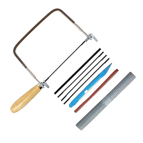 Excel Blades 8-Piece Coping Saw Set – Includes 4 Blades, 4-Way Hand File & Sanding Stick – Precision U-Frame Handsaw Kit for Wood, Plastic, Metal, and Rubber Cutting