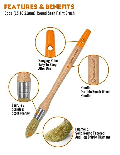 ROLLINGDOG Trim Paint Brushes 5PC Round Trim Brushes - color: 5pcs