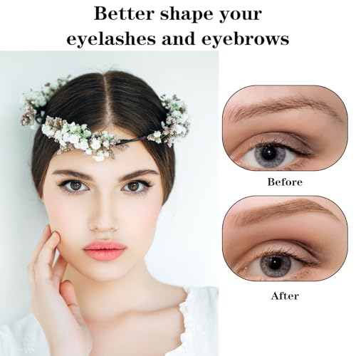Hecila 100 Pcs Micro Eyebrow Brush with Cap Braces Brush for Cleaner Eyebrow Spoolie Brow Eyelash Lamination Brushes Lash Lift Tool for Brows and Lashes Comb Extensions