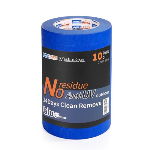 ADHES Upgrade Blue Painters Tape, 0.7 Inch x 60 Yards x 10 Rolls - size: 18mm x 55m