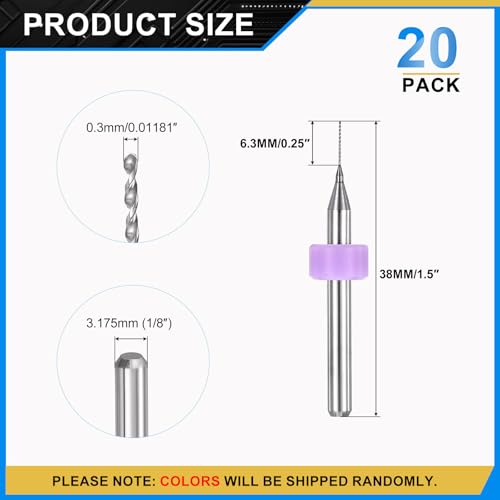 PATIKIL 20 Pack 0.3mm Micro Drill Bits Carbide Tungsten Steel - size: 0.3mm