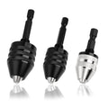 3Pcs Keyless Drill Chuck Adapter for Impact Driver, 1/4 Inch Hex Shank Quick Change Drill Bit Converter Set, Includes 0.3-6.5mm, 0.6-8mm and 0.3-3.6mm Micro Chucks Extension