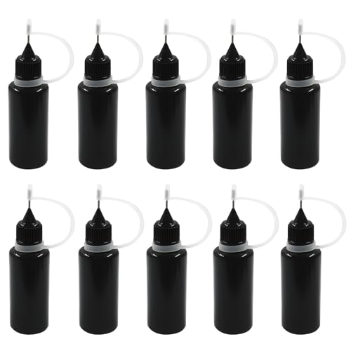 Piutouyar Bottle, 10pcs 20ml Plastic Black Fine Tip Applicator for Art Crafts, DIY, Acrylic Painting - size: 20ml