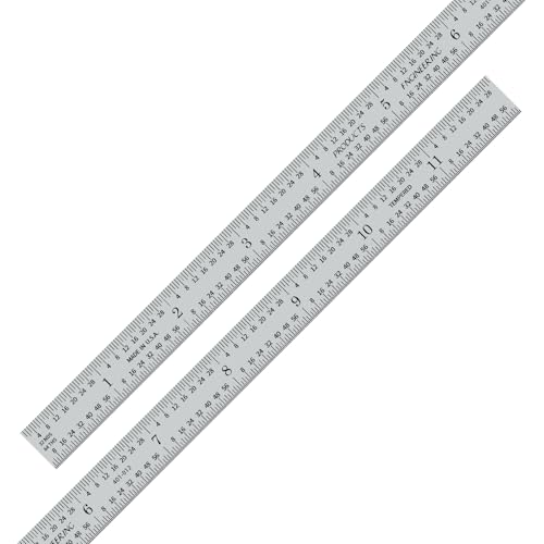 PEC Tools 12" Metal Ruler, Flexible, 4R Graduation, Inch Measuring Tool - color: Carbon Steel-Flexible, size: 12"