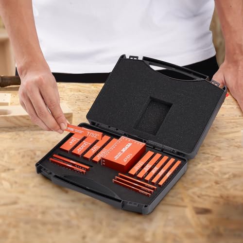 VEVOR Router Table Setup Bars, 14 pcs, Precision Aluminum Setup Blocks Height Gauge Set, with Laser Engraved Size Markings Storage Case, Measuring Depth Height Angle, for Router Table Saw Accessories