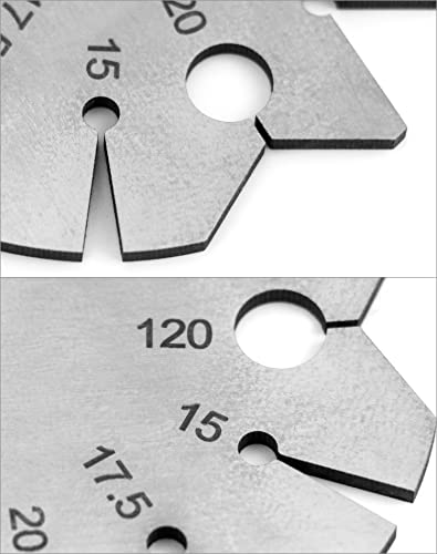 QWORK Bevel Gauge, Stainless Steel Axe Angle Gauge Round Shape Knife Angle Finder 15-120 Degree for Measuring Knife Angle