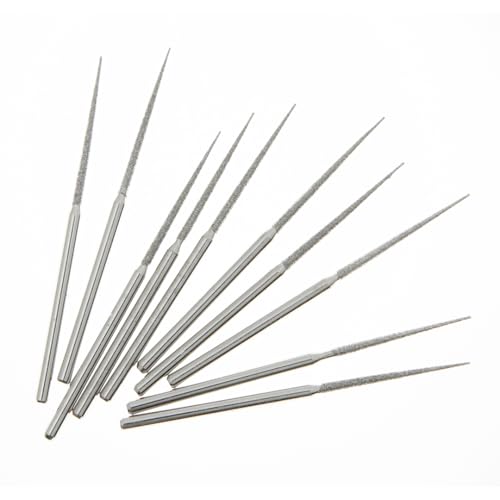 SE 10-Piece Diamond-Coated Tapered Bead Reamer Set - 2-¾ Inch Length, ⅛-Inch Shank, Compatible with Rotary Tools - Ideal for Jewelry Making, Crafts, and More - DF83611 - size: Small