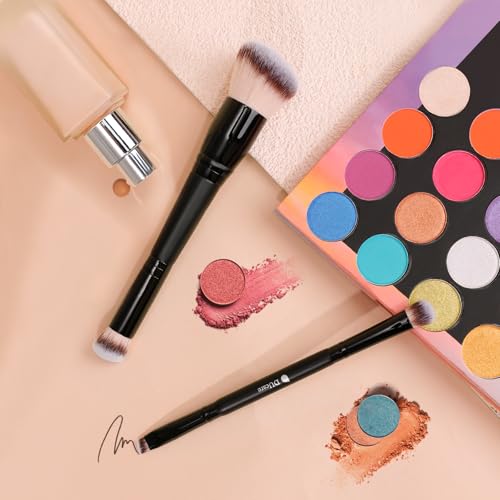 DUcare Dual-ended Makeup Brushes Foundation Brush Concealer Brush Face Eyebrow Eyeshadow Brush for Liquid, Powder, Buffing, Blending, Contouring Foundation Make Up Brushes - color: B06