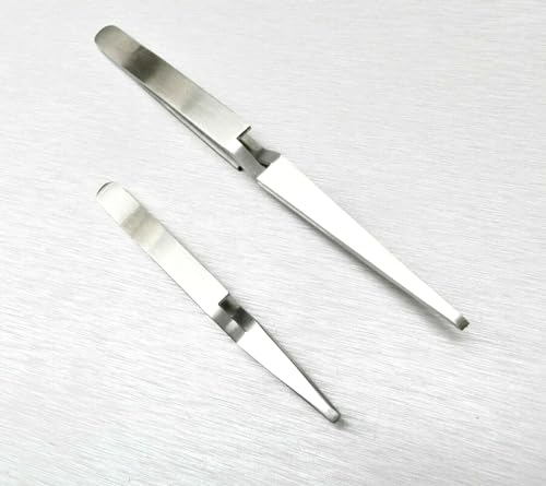 Set of 2 Tweezers Cross Lock Blunt Tips Self Locking Reverse Action Soldering By JTS
