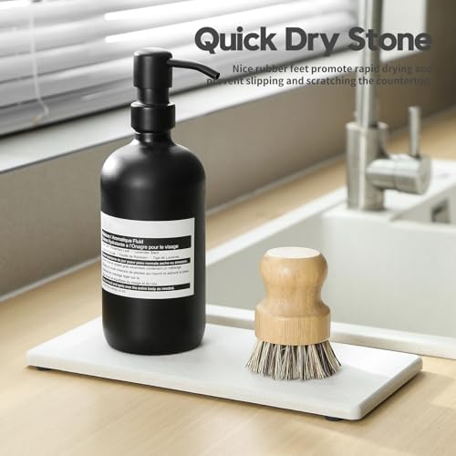 2PCS 10"x 5" Large Bathroom Sink Vanity Trays, Water Absorbing Diatomite Stone Quick Drying Mat for Kitchen Counter, Dish Rack Dispensers Sponge Holder Caddy Organizer, Beige, 10"x 5" - color: 2 Pack - Beige, size: 10" x 5"