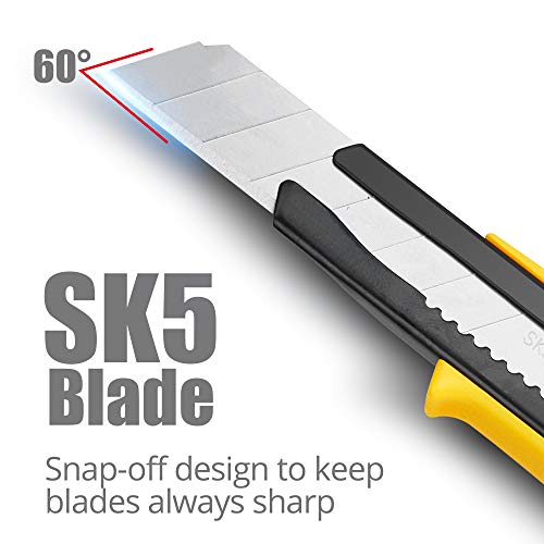 DOWELL Snap Off Utility Knife, 3-Pack Retractable Box Cutter, Yellow - color: Yellow