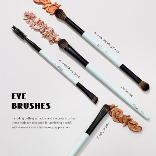 Jessup Makeup Brush Set 6pcs Double Sided Makeup Brushes for Face Eye T501 - style: T501-6pcs