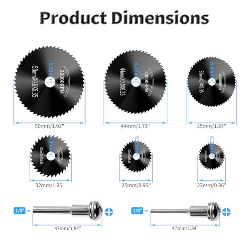 8 Pcs HSS Saw Blades Cutting Wheel Set, Blackening, with 2 Mandrels - style: Blackening HSS 6+2