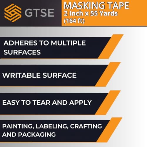 GTSE - Masking Tape 2 inch x 55 Yards (164 ft) 2 Rolls - size: 2" x 55 yds