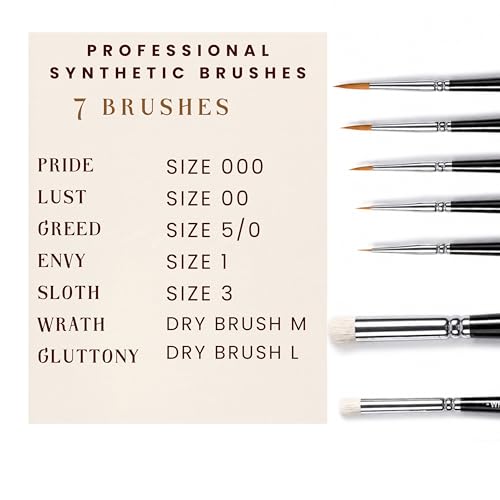 FOXBITE 7 Set Brushes for Miniature Painting Synthetic Modeling Pieces Fine Detail Paint Brush Miniature Painting Kit Mini Paints Acrylic for Warhammer minipainting