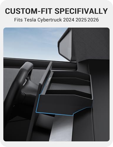 BASENOR Behind Screen Storage for Tesla Cybertruck Accessories 2024-2026 - size: Cybertruck (2024-2025) Behind Screen