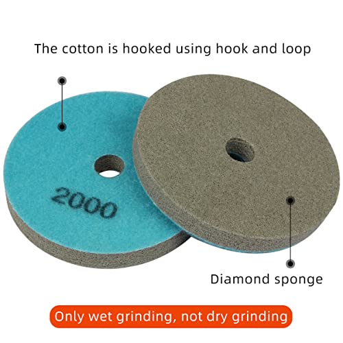 5" Diamond Sponge Fiber Polishing Pad 2000 Grit - Polishing Tile Stone Marble Concrete Ceramics Glass 2Pcs - size: Grit-2000#-2Pcs
