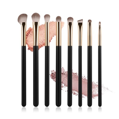 Eye Makeup Brush Set 8Pcs, Blending Eyeshadow Brushes for Beginners, Black - color: Black-8