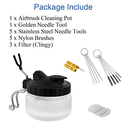 4 Set Airbrush Cleaning Pot Kit with 5 Nozzle Cleaning Needle