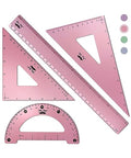 Mr. Pen- Metal Geometry Kit, 4 Pack, 45° & 30°/60° Set Squares - color: Light Pink