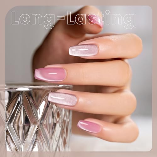 RARJSM Nude Glitter Cat Eye Gel Nail Polish Set 6Pcs Ceramics Pink Light Purple Brown Velvet Shimmer Smoothie Cateye Gel Polish with Magnetic Stick UV LED Curing Require Home Salon Nail Design - color: Nude Ceramic Cat Eye Set