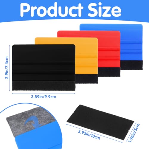 80 Pcs Vinyl Squeegee with 4 Inch Felt Fabric Edge Squeegees Tool with Soft Cloth for Window Tint Film Decal Squeegee Application Tools Vinyl Wrap Installation Wallpaper Smooth Tool