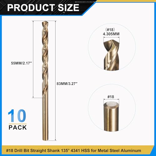 PATIKIL Micro #18 Drill Bit 4341 High-Speed Steel for Thin Metal 10 Pack - size: #18