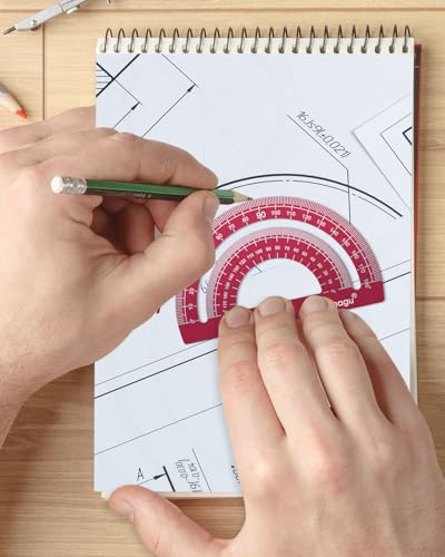 Honagu Triangular Ruler Set, 4 Pieces Aluminum Alloy Ruler, Metal Drafting Ruler, Geometric Protractor for Students,Teacher, Draftsmen, Engineers,Gift Stocking Stuffers for Kids (20cm/7.87inches, Red) - color: Red, size: 20cm