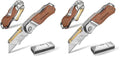 WORKPRO Folding Utility Knife with Belt Clip and Extra 10-piece Blades, Wood Handle Heavy Duty Cutter, Quick-change & Back Lock (Pack of 2) - size: Rosewood Handle (Pack of 2)