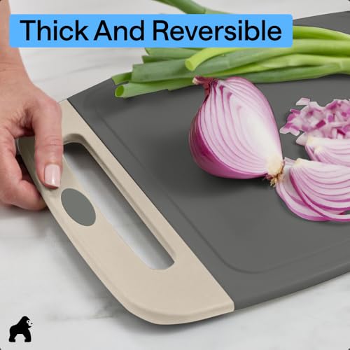 GORILLA GRIP Cutting Board Set of 3, Slip Resistant & Nonporous Gray Almond - color: Gray/Almond