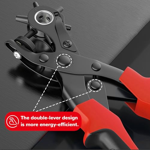 Leather Hole Punch,Belt Hole Puncher for Leather, Revolving Punch Plier Kit for Watches, Handbags, Punch Tool for Belts Diameter : 4.5/4 /3.5/3/2.5/2mm. - size: 3 circles+3 ellipses