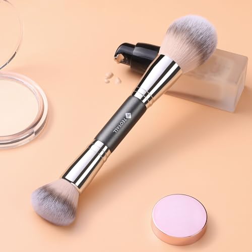 TEOYALL Dual-Ended Brush,Fluffy Setting Powder Brush for Loose Bronzer - style: S4